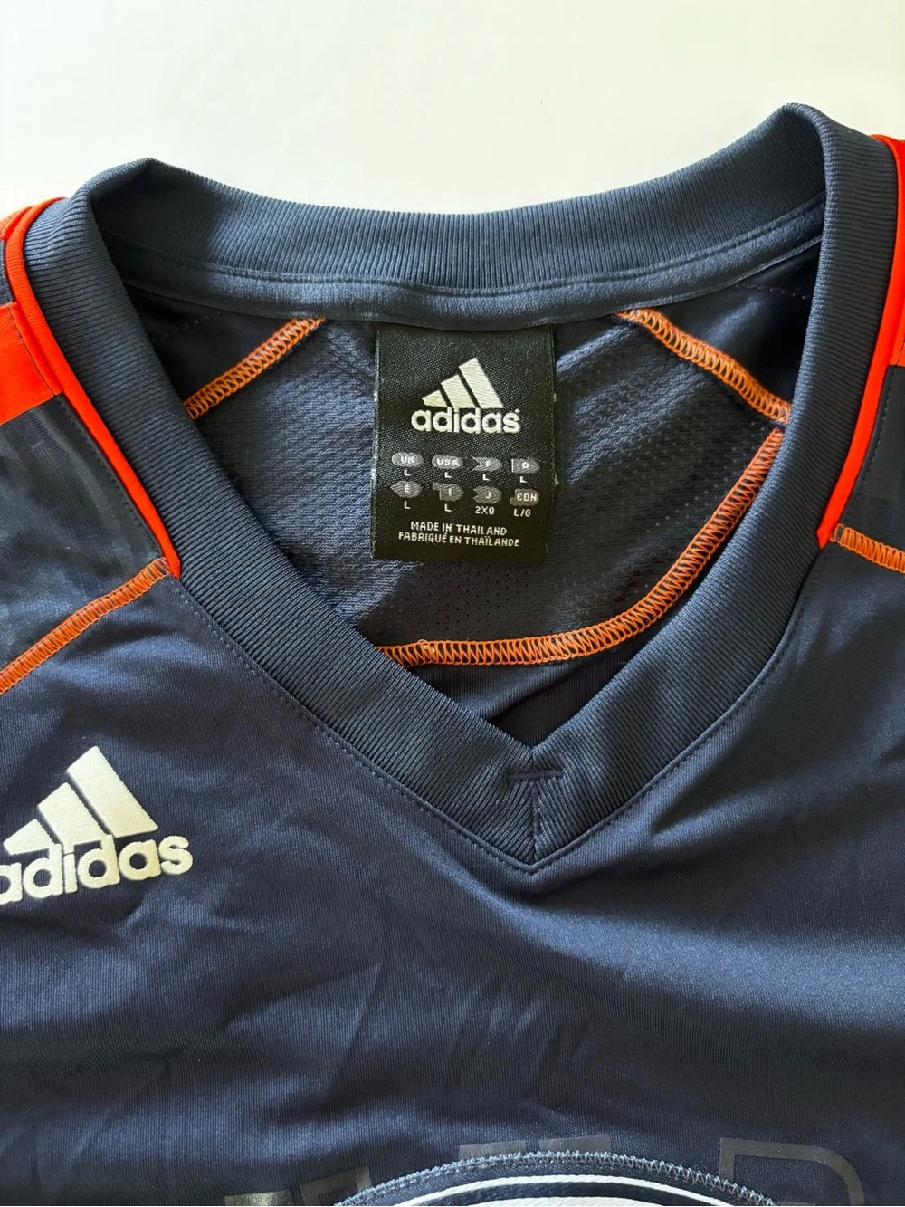 adidas Navy and Red OKC Thunder Long Sleeve Warm-Up Top